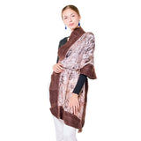 Silk & Merino Felt Shawl -Piri Reis Map Brown-Camel