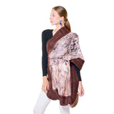 Silk & Merino Felt Shawl -Piri Reis Map Brown-Camel