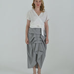 Vanguard Skirt by Lumina Eligma – luxury sculptural gray skirt in merino wool and viscose