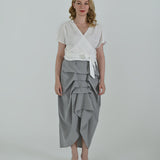 Vanguard Skirt by Lumina Eligma – luxury sculptural gray skirt in merino wool and viscose