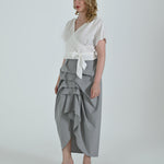 Vanguard Skirt by Lumina Eligma – luxury sculptural gray skirt in merino wool and viscose