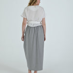 Vanguard Skirt by Lumina Eligma – luxury sculptural gray skirt in merino wool and viscose
