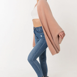 Fuzzy Poncho Shawl with Sleeves - Blush Pink