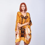 Short Kimono Pareo Mulberry Silk - Van Gogh Wheatfield with Crows
