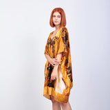 Short Kimono Pareo Mulberry Silk - Van Gogh Wheatfield with Crows