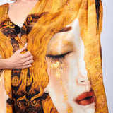 Short Kimono Pareo Mulberry Silk - Van Gogh Wheatfield with Crows