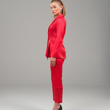 The Solstice Red Suit - Organza Silk Blazer & Pants