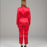 The Solstice Red Suit - Organza Silk Blazer & Pants