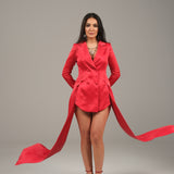 The Opera Dress - Silk Dress Blazer- Red