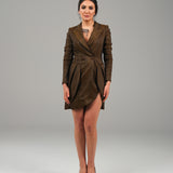 The Petals Blazer Dress - Shantung Silk Earth