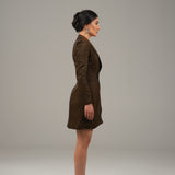The Petals Blazer Dress - Shantung Silk Earth
