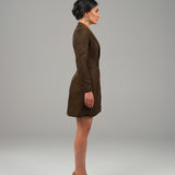 The Petals Blazer Dress - Shantung Silk Earth