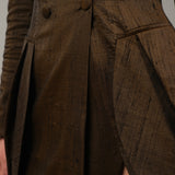 The Petals Blazer Dress - Shantung Silk Earth