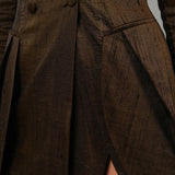 The Petals Blazer Dress - Shantung Silk Earth