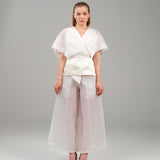 The Poem - Silk Tunic & Pants Ensemble - White Organza