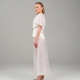The Poem - Silk Tunic & Pants Ensemble - White Organza