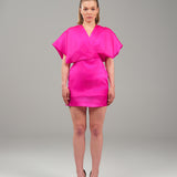Elektra Satin Silk Dress - Fuchsia