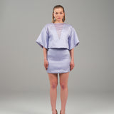 Violet Ascend - Silk Crop Top and Mini Skirt - Violet