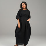 The Vase Linen Dress - Black