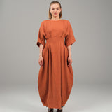 The Vase Linen Dress - Terracota