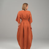 The Vase Linen Dress - Terracota