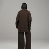 Terra Shirt Oversized Linen Shirt - Coffee