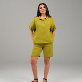 The Soleil Ensemble Shirt & Shorts - Light Olive Green