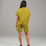 The Soleil Ensemble Shirt & Shorts - Light Olive Green