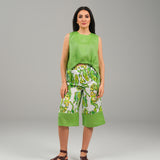 The Harmony Ensemble Tie Front Blouse & Culottes Pants - Green & Green Paisley