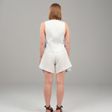 The Echo Reversible Vest & Shorts Set - White & Blue Print