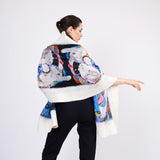 Silk & Merino Felt Shawl -Gustav Klimt The Virgins White
