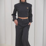 Pinstripe Architect Set by Lumina Eligma – luxury merino wool pinstripe suit with architectural tailoring