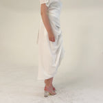 Vanguard Skirt in white by Lumina Eligma – luxury sculptural skirt in silk and viscose