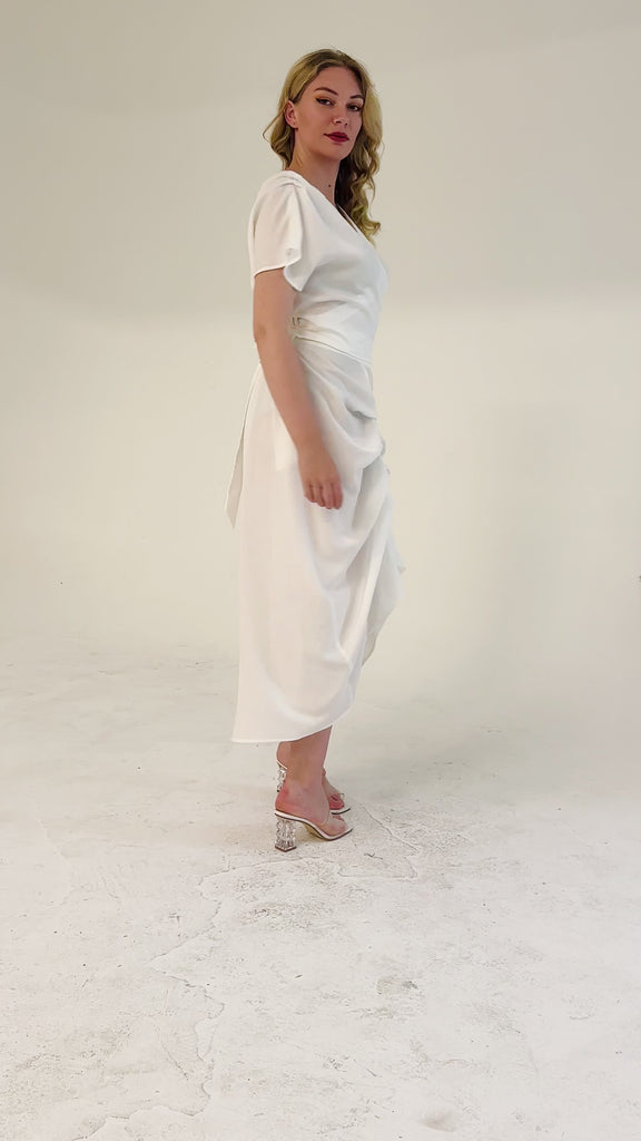 Vanguard Skirt in white by Lumina Eligma – luxury sculptural skirt in silk and viscose