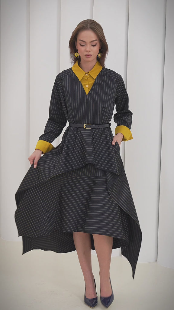 Aurelia Sculpt Dress by Lumina Eligma – luxury merino wool sculpted dress with architectural silhouette