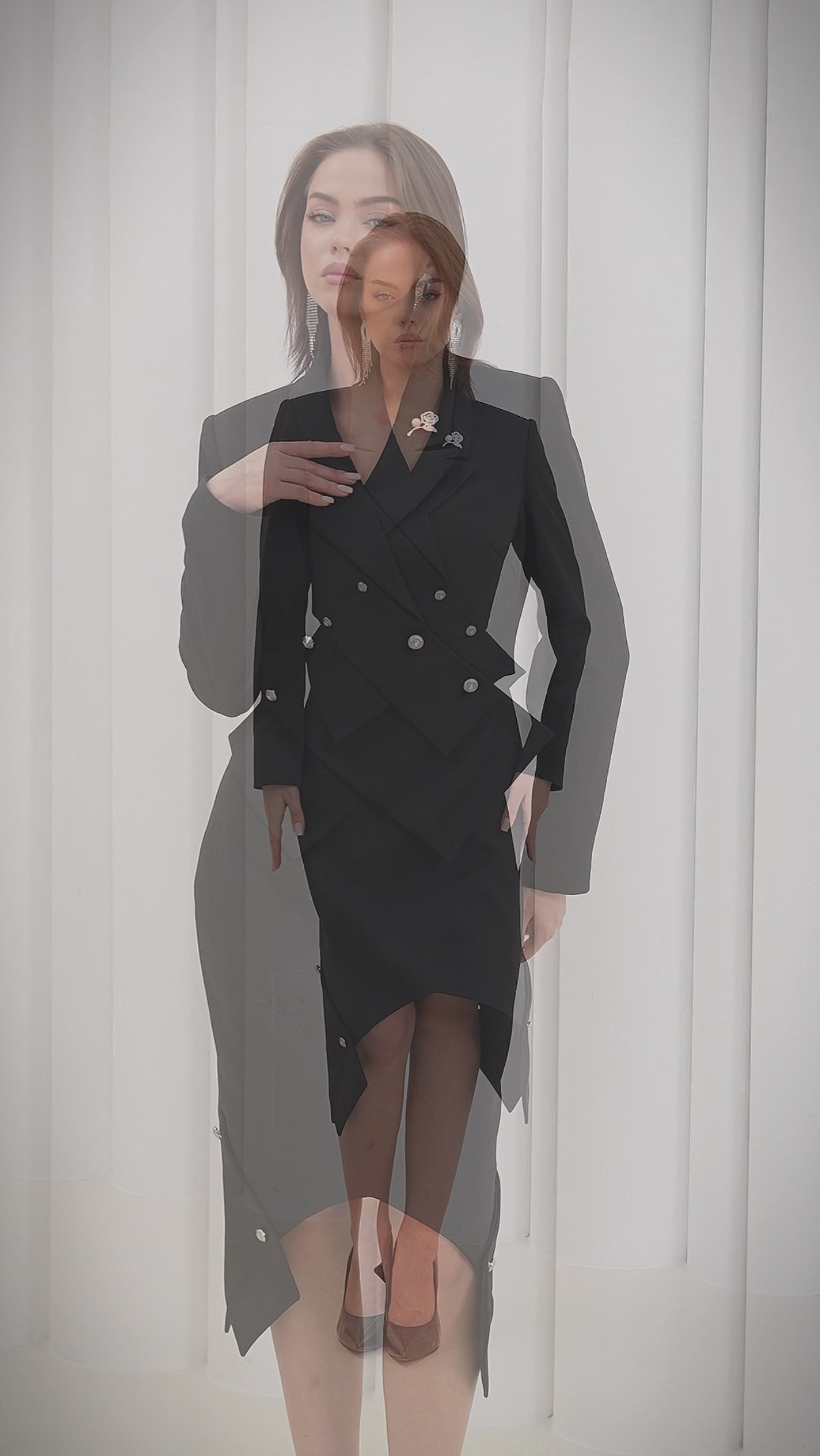 Sovereign Crop Jacket by Lumina Eligma – luxury cropped merino wool jacket with architectural tailoring