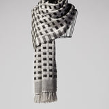 Checkers Basket Weave Wool Scarf - Dark Gray