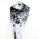 Rosa Abstract Sheer Lightweight Modal Floral Scarf - Black and White