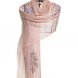 Sparge Cashmere Embroidery Sequence Shawls - Sepia