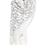 Small Vines Embroidery Mix Wool Shawl