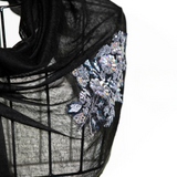 Sparge Cashmere Embroidery Sequence Shawls - Black