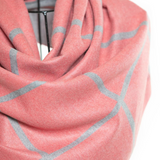 Reversible Mo-shmere Modal Cashmere Checkers Shawl - Salmon Gray