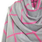 Reversible Mo-shmere Modal Cashmere Checkers Shawl - Gray Fuschia