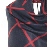 Reversible Mo-shmere Modal Cashmere Checkers Shawl - Dark Navy Red