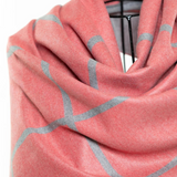 Reversible Mo-shmere Modal Cashmere Checkers Shawl - Salmon Gray