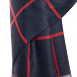Reversible Mo-shmere Modal Cashmere Checkers Shawl - Dark Navy Red