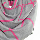 Reversible Mo-shmere Modal Cashmere Checkers Shawl - Gray Fuschia