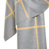 Reversible Mo-shmere Modal Cashmere Checkers Shawl - Mustard Gray