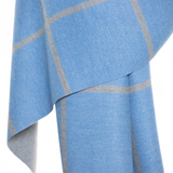 Reversible Mo-shmere Modal Cashmere Checkers Shawl - Light Blue Gray