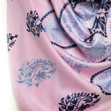 Traditional Embroidery Flower of Life Paisley - Pink Blue